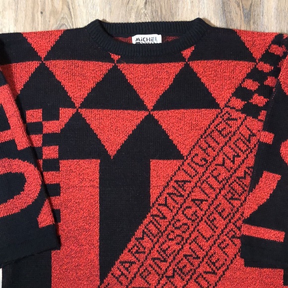 Vintage Abstract Geometric/Happiness Knit Sweater - Picture 7 of 17